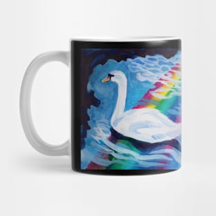 Rainbow Swan In The Dark Mug